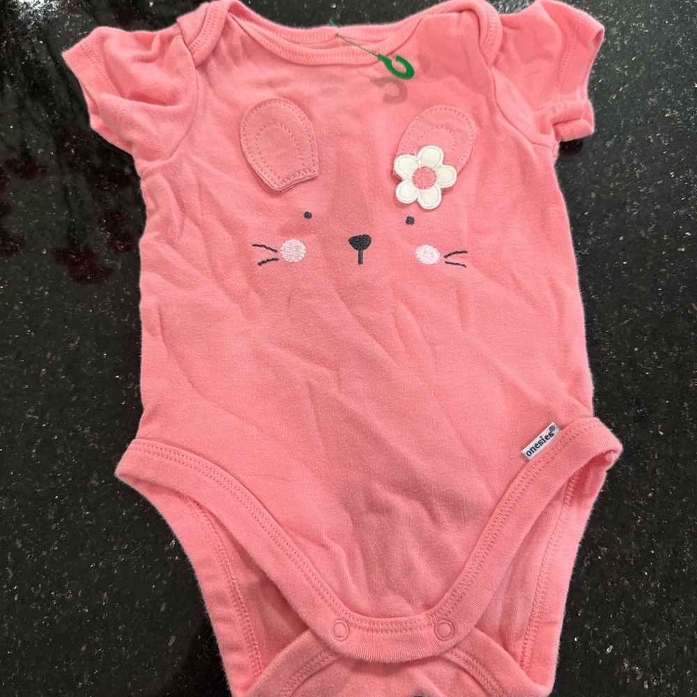 Carter's Pink Bodysuit One Pieces with Embroidered Details